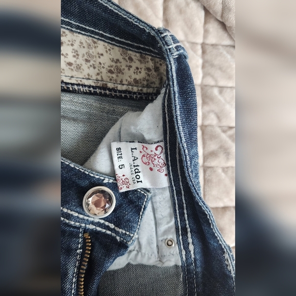 L.A. Idol Blue Boot Cut Jeans with Ornate Embellishments - Picture 6 of 6